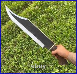 Custom Handmade Carbon Steel Hunting Bowie Knife With Stag Horn Handle & Sheath