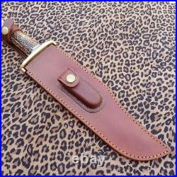 Custom Handmade D2 Steel 16 Hunting Camping Bowie Knife With Stag Horn Handle