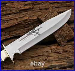 Custom Handmade D2 Steel Blade Hunting Bowie Knife With Stag Horn Handle