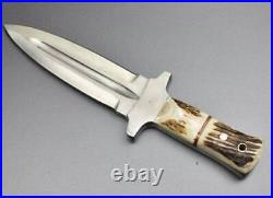Custom Handmade D2 Steel Dagger Hunting Knife, Stag Antler Handle With Sheath