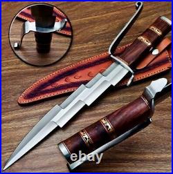 Custom Handmade D2 Steel Hunting Bowie Knife With D Guard Handle