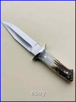 Custom Handmade D2 Steel Hunting Bowie Knife With Stag Horn Handle With Sheath