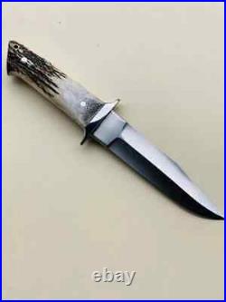 Custom Handmade D2 Steel Hunting Bowie Knife With Stag Horn Handle With Sheath
