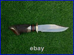 Custom Handmade D2 Steel Hunting Bowie knife with Beautiful Stag Horn Handle