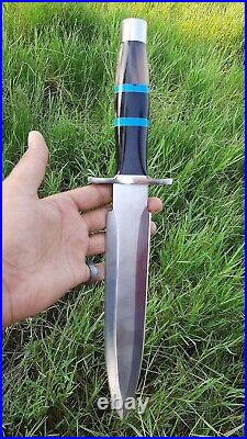 Custom Handmade D2 Steel Hunting Dagger Knife with Bull Horn & Colored Bone