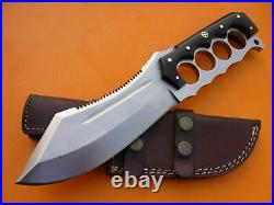 Custom Handmade D2 Steel Jungle Hunting Bowie Knife with Black Bull Horn Handle