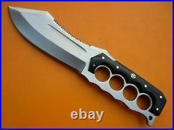 Custom Handmade D2 Steel Jungle Hunting Bowie Knife with Black Bull Horn Handle