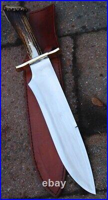 Custom Handmade D2 Tool Steel Bowie Knife Survival Knife With Stag Horn Handle