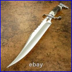 Custom Handmade D2 Tool Steel Hunting Bowie Knife Survival Knife With Stag Horn