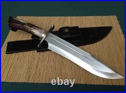 Custom Handmade D2 Tool Steel Hunting Bowie Knife Survival Knife With Stag Horn