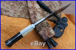 Custom Handmade D2 Tool Steel Hunting Kukri Knife With Bone, Bull Horn Handle