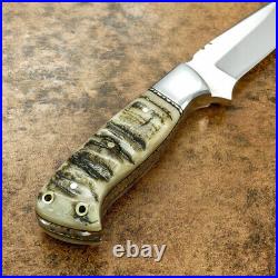 Custom Handmade D2 Tool Steel Hunting Survival Boot Knife, Ram Horn With Sheath