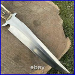 Custom Handmade D2 Tool Steel Hunting Survival Bowie Knife With Stag Horn