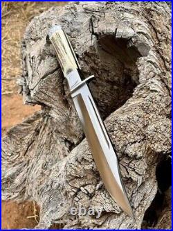 Custom Handmade D2-tool Steel Hunting Bowie Knife With Stag Horn Handle