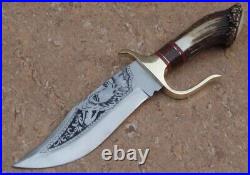 Custom Handmade D2 tool steel Hunting Bowie knife with Antler Stag Horn Handle