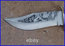 Custom Handmade D2 tool steel Hunting Bowie knife with Antler Stag Horn Handle