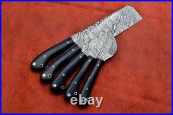 Custom Handmade Damascus Steel 5 Pc's Knife Chef Set with Horn Handle