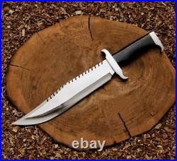 Custom Handmade Handcrafted Rambo Bowie Knife With Leather Sheath