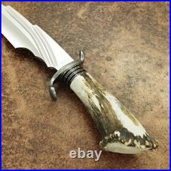 Custom Handmade Handle Made of Stag horn with Steel Guard & Pommel