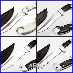 Custom Handmade Hunting Knives Buffalo Horn Handle With Leather Sheath