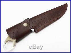 Custom Handmade Hunting Knives Buffalo Horn Handle With Leather Sheath