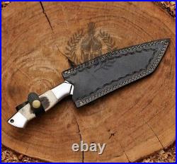 Custom Handmade Hunting Tanto Knife 13`` Stage Horn Bowie Knife With Sheath