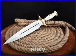 Custom Handmade d2 Steel stag horn handle hunting knife/dagger knife with sheath