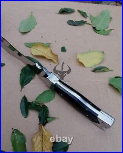 Custom Handmade knife High polish Double Edge Blade Buffalo horn with sheath 13