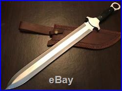 Custom Made D-2 Tool Steel Bull Horn Full Tang Dagger Hunting Bowie With Sheath