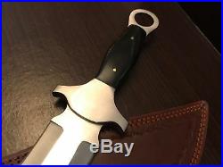 Custom Made D-2 Tool Steel Bull Horn Full Tang Dagger Hunting Bowie With Sheath