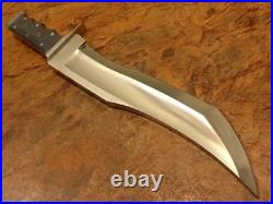 Custom Made D-2 Tool Steel Bull Horn Full Tang Hunting Bowie With Leather Sheath