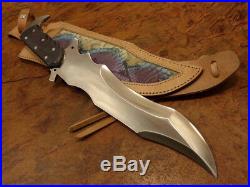 Custom Made D-2 Tool Steel Bull Horn Gorgeous Hunting Bowie Knife With Sheath