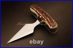 Custom Made Hand Forged 5160 Spring Steel Dagger with Stag Horn /Antler pads