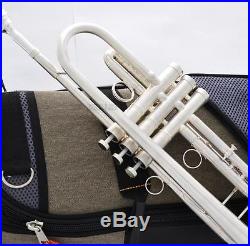 Customized Trumpet Horn Matt Silver Finish Great Sound With Pro case