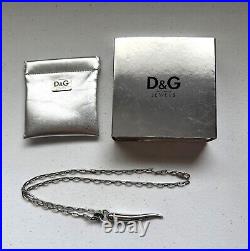 D&G Dolce & Gabbana Stainless Steel Necklace With Horn Pendant With Rhinestones