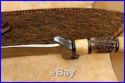 D. Lowcy Handmade D-2 Tool Steel Hunting Bowie Knife With Stag Horn Handle