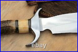 D. Lowcy Handmade D-2 Tool Steel Hunting/bowie/survival Knife With Stag Horn