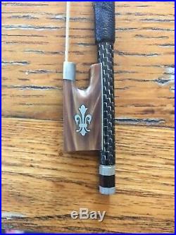D Z Strad Violin Bow Model 854 Silver-braided Carbon Fibre with Ox Horn Frog