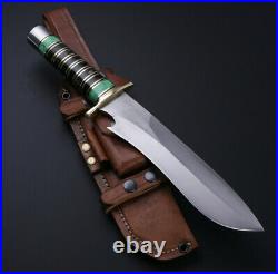 D2 BIGFOOT BUFFALO HORN and TURQUOISE STONE BOWIE HANDMADE KNIFE WITH SHEATH