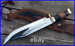 D2 steel blade Bowie hunting knife with leather sheath15bowie knife madein USA