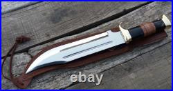 D2 steel blade Bowie hunting knife with leather sheath15bowie knife madein USA
