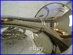 DOUBLE FRENCH HORN, SILVER, Detachable bell. WITH HARD CASE AND MOUTHPIECE