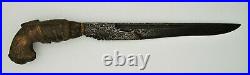 Dagger Knife Horn Handle with Silver and Metal Blade Antique Sri Lanka Ceylon