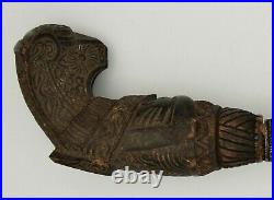 Dagger Knife Horn Handle with Silver and Metal Blade Antique Sri Lanka Ceylon