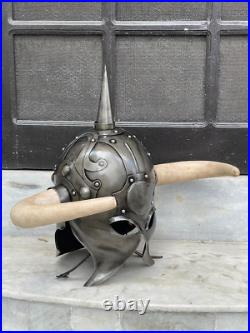 Death Dealer Helmet Medieval Knight Metal Helmet With Horns Halloween Helmet