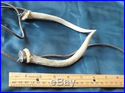 Deer antlers horns with sterling silver top