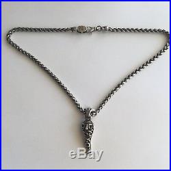 Designer FLLi Menegatti Sterling Silver / 18k Gold Necklace With Italian Horn