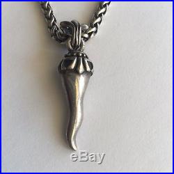 Designer FLLi Menegatti Sterling Silver / 18k Gold Necklace With Italian Horn
