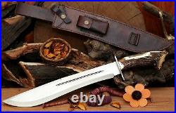 DiamondBlade Custom 5160 Spring Steel Bowie Knife Handmade With Stag Horn Handle
