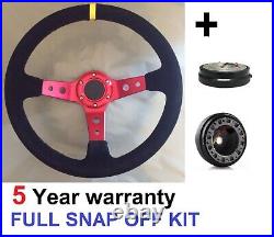 Dished Snap Off Steering Wheel And Boss Kit Fit Mazda Escort Cortina Mk1 Mk2 Red